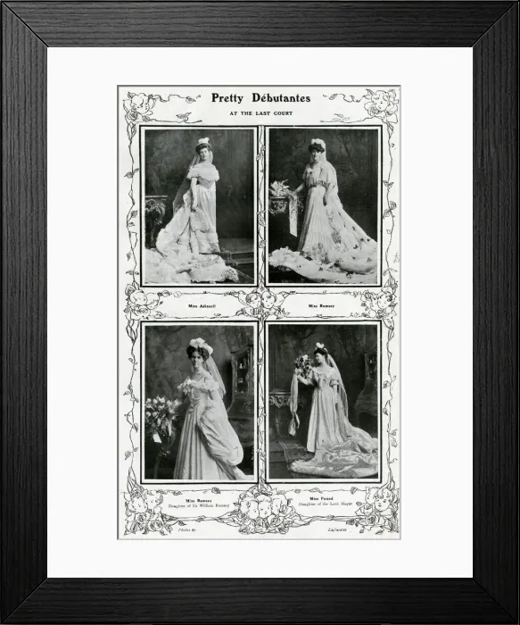 Framed Print : Debutantes court gowns of 1905