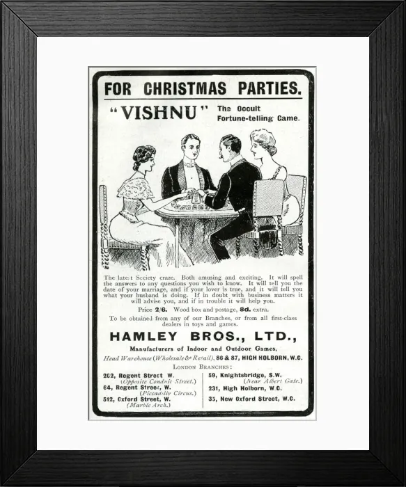 Framed Print : Advert for Hamley Bros fortune-telling game 1905