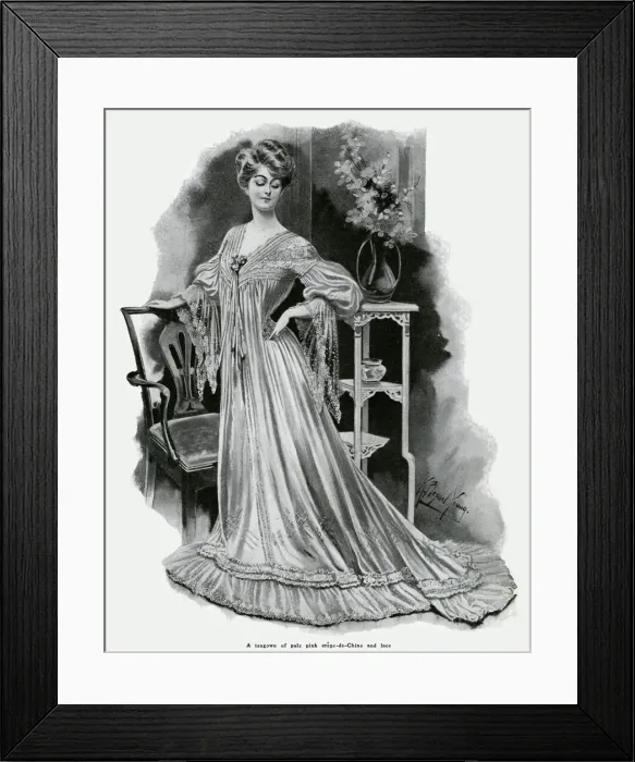 Framed Print : Woman wearing teagown 1905