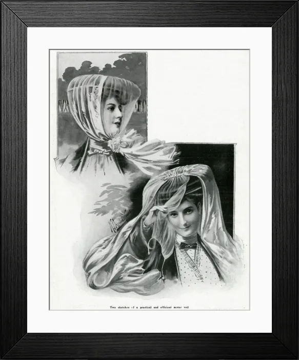 Framed Print : Practical and efficient motor veils 1905