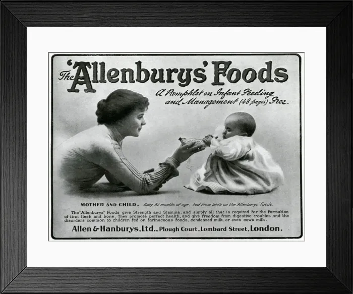 Framed Print : Advert for Allenburys infant feed 1905