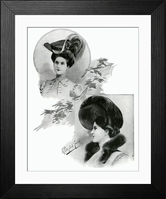 Framed Print : Edwardian womens hats 1905 Framed Print : Edwardian womens hats 1905