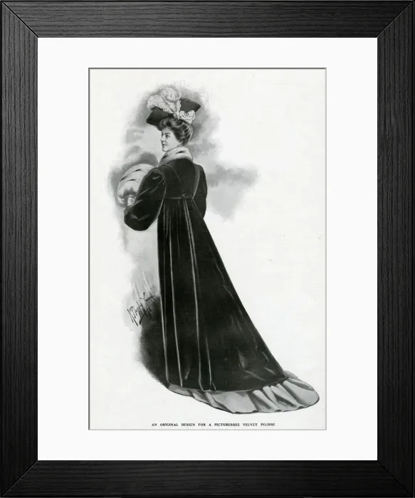 Framed Print : Woman wearing a velvet cloak 1905 Framed Print : Woman wearing a velvet cloak 1905