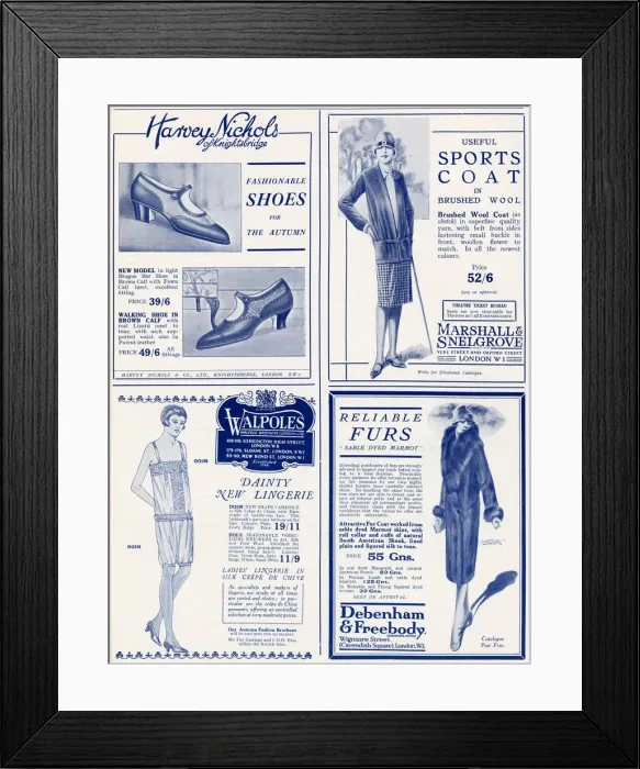 Framed Print : Page of fashion adverts - October 1927 Framed Print : Page of fashion adverts - October 1927