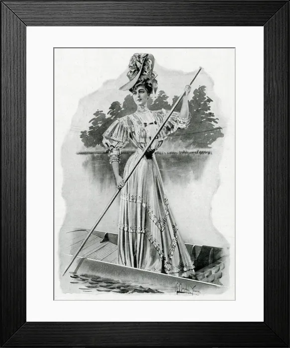 Framed Print : River punting 1906 Framed Print : River punting 1906