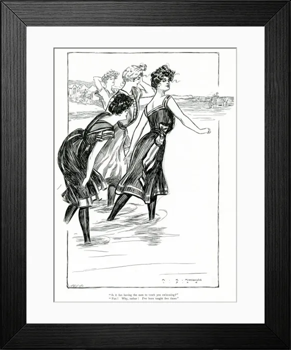 Framed Print : Women paddling in the sea 1906 Framed Print : Women paddling in the sea 1906