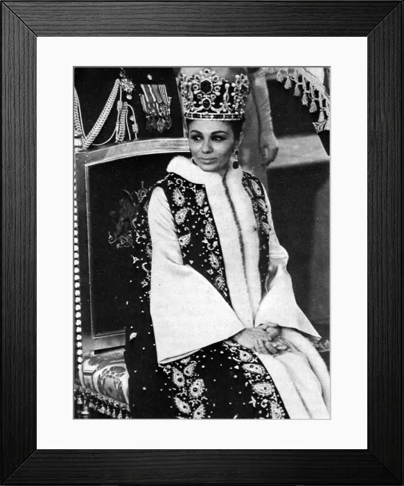 Framed Print : Queen Farah Dibah of Iran - Shahs Coronation