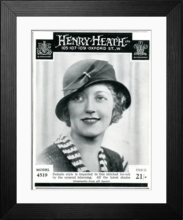 Framed Print : Advert for Henry Heath womens hats 1933 Framed Print : Advert for Henry Heath womens hats 1933