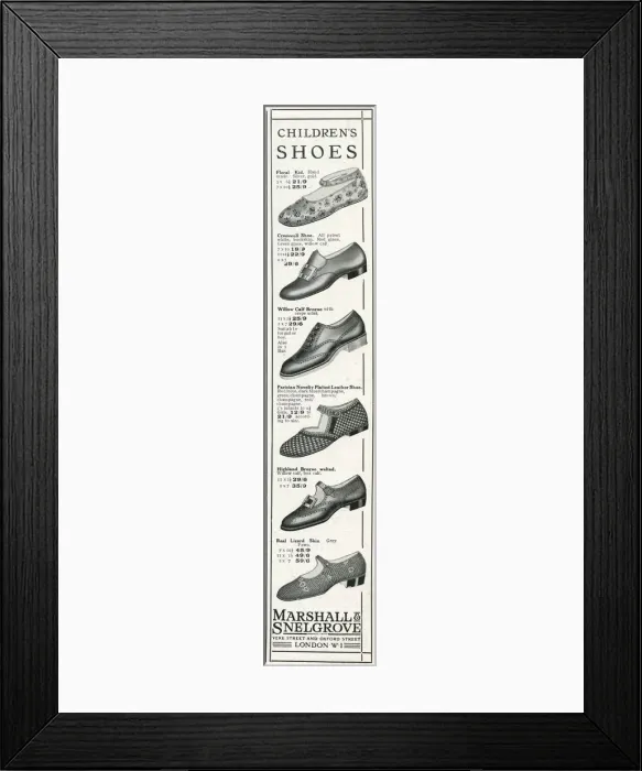 Framed Print : Advert for Marshall & Snelgrove childrens footwear 1927 Framed Print : Advert for Marshall & Snelgrove childrens footwear 1927