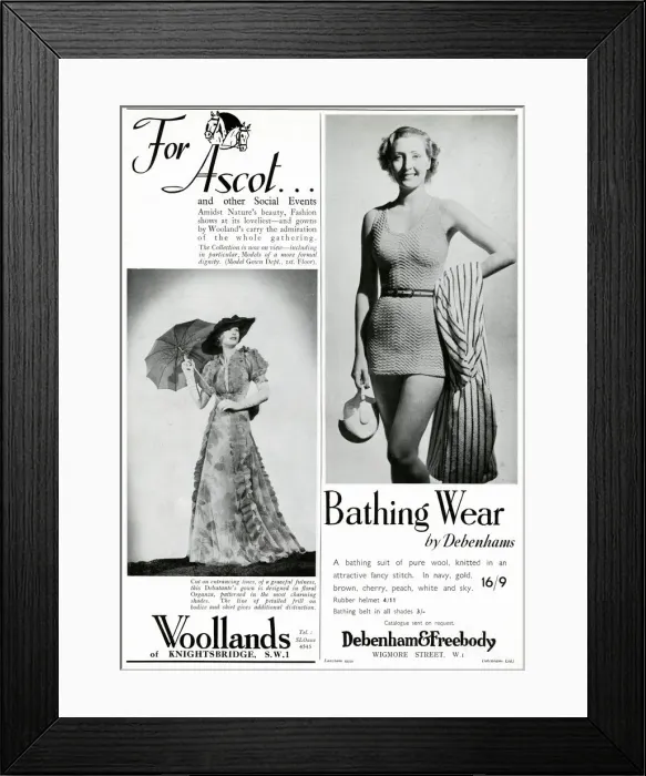 Framed Print : Page of Fashion adverts 1937 Framed Print : Page of Fashion adverts 1937