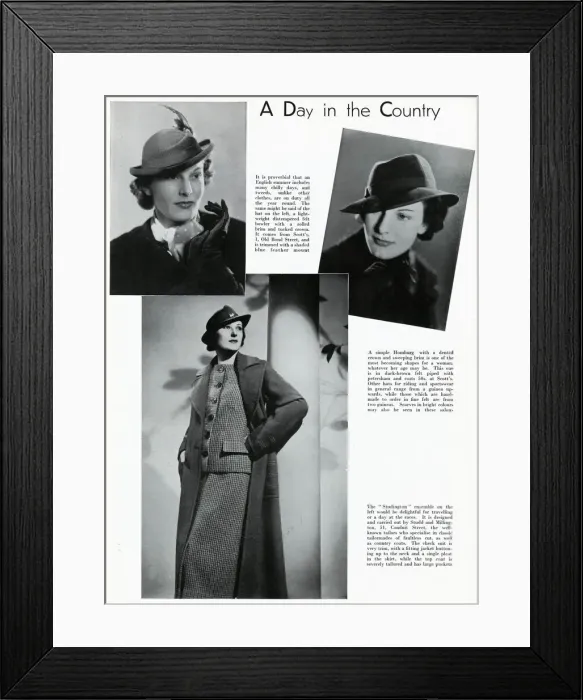 Framed Print : Fashionable womens country hats 1937 Framed Print : Fashionable womens country hats 1937