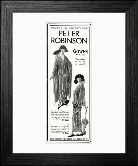 Framed Print : Advert for Peter Robinson gowns 1924 Framed Print : Advert for Peter Robinson gowns 1924