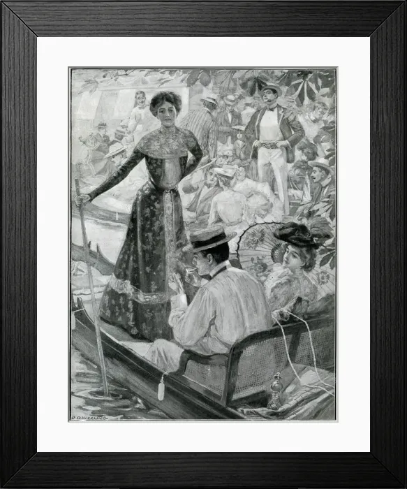 Framed Print : Frocks and Frills at Henley Regatta 1905