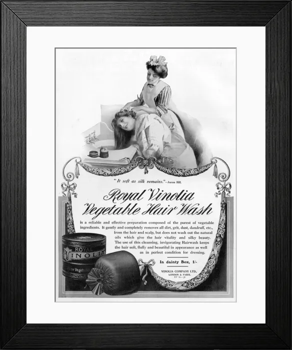 Framed Print : Royal Vinolia vegetable hair wash advertisement Framed Print : Royal Vinolia vegetable hair wash advertisement