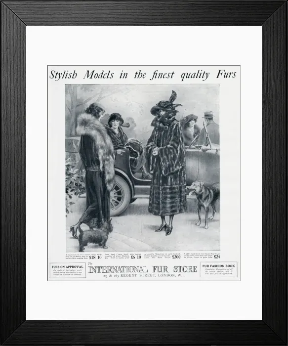 Framed Print : Advert for International Fur Store 1922 Framed Print : Advert for International Fur Store 1922
