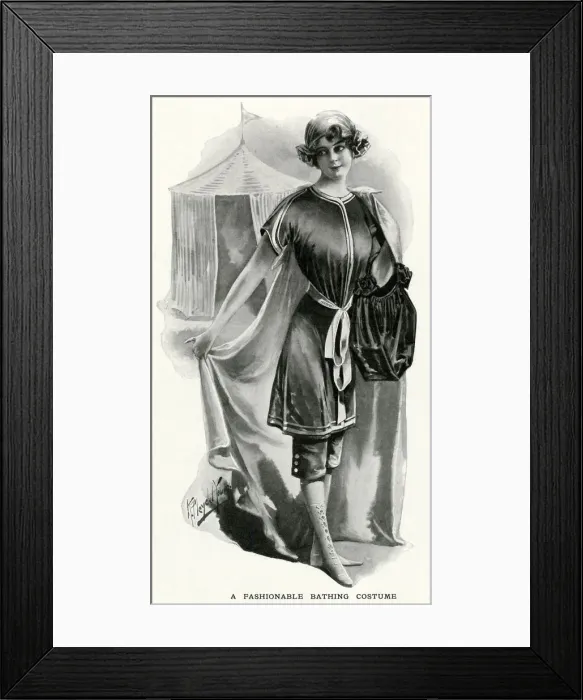 Framed Print : Fashionable bathing costume 1911 Framed Print : Fashionable bathing costume 1911
