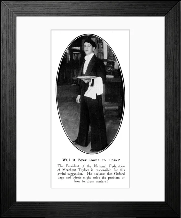 Framed Print : Waiter wearing beret and Oxford bags, 1926 Framed Print : Waiter wearing beret and Oxford bags, 1926