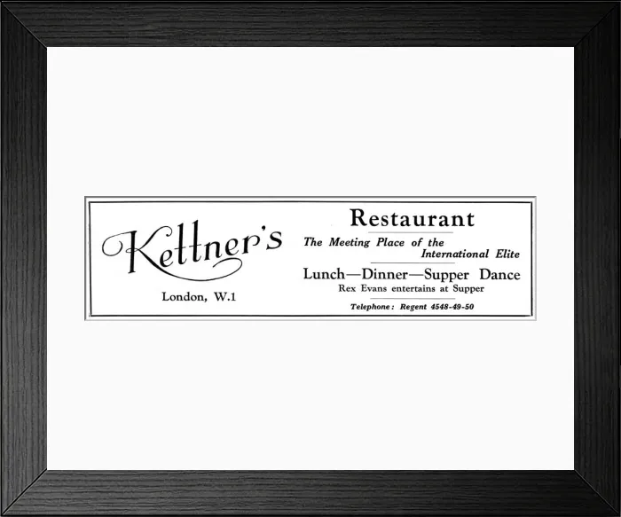 Framed Print : Kettners advertisement