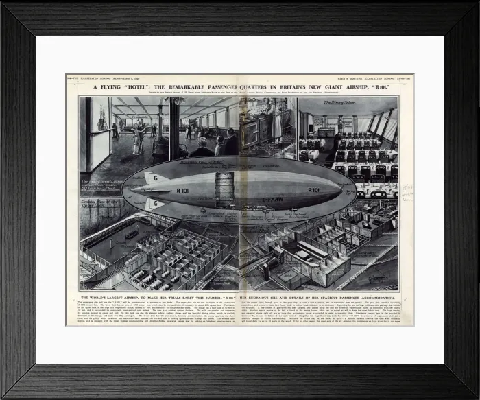 Framed Print : A flying hotel: passenger quarters in airship R101