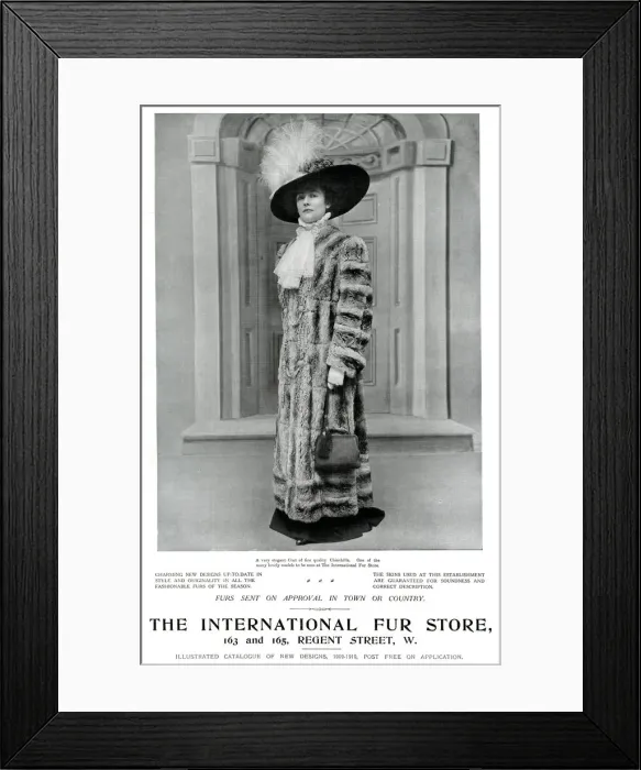 Framed Print : Advert for International Fur Store 1909