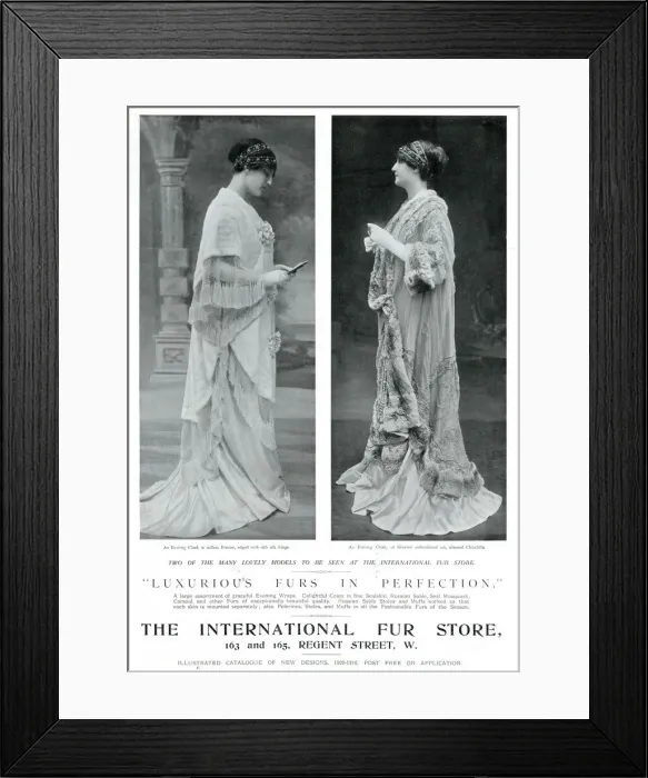 Framed Print : Advert for International Fur Store 1909