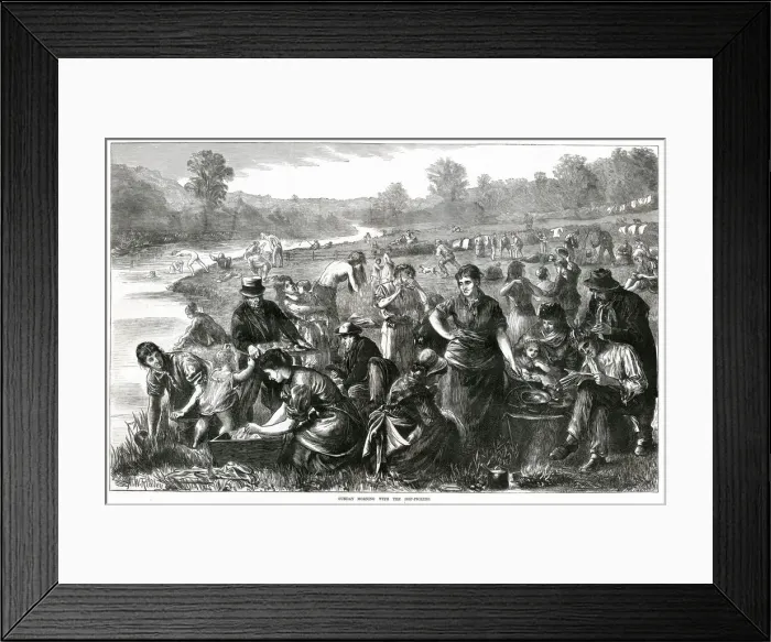 Framed Print : Sunday morning with hop-pickers 1871