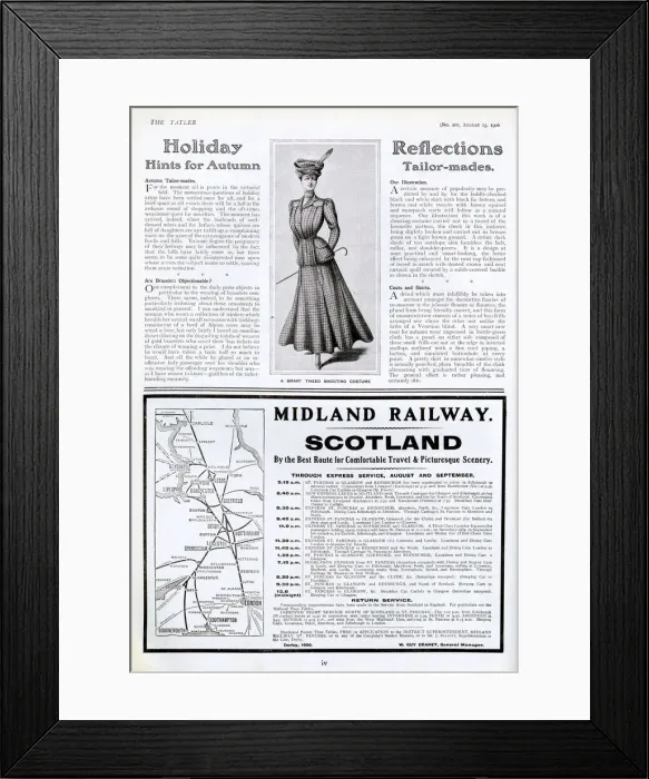 Framed Print : Holiday reflections and advert for Midland Railway Framed Print : Holiday reflections and advert for Midland Railway