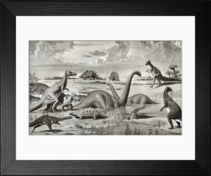 Framed Print : Dinosaurs of the Mesozoic Era - China Framed Print : Dinosaurs of the Mesozoic Era - China