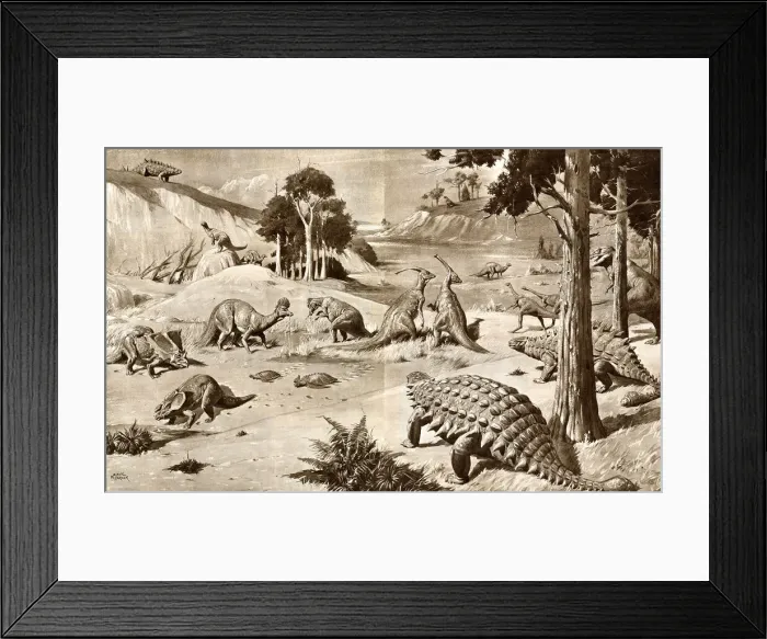 Framed Print : Dinosaurs of the Upper Cretaceous Period - Alberta, Canada Framed Print : Dinosaurs of the Upper Cretaceous Period - Alberta, Canada
