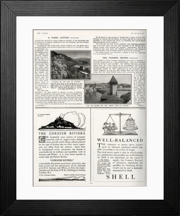Framed Print : Cornish Riviera advert 1925
