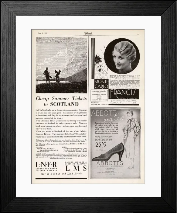Framed Print : Cheap summer tickets to Scotland, 1933