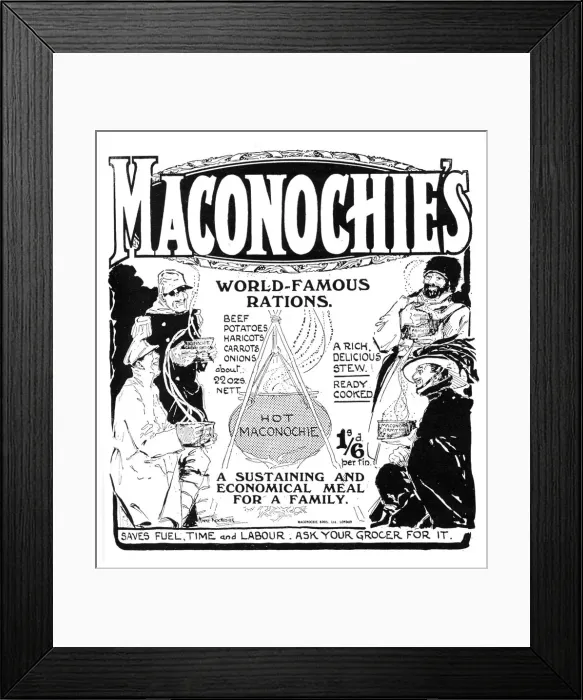Framed Print : Maconochie s, WW1 advertisement Framed Print : Maconochie s, WW1 advertisement