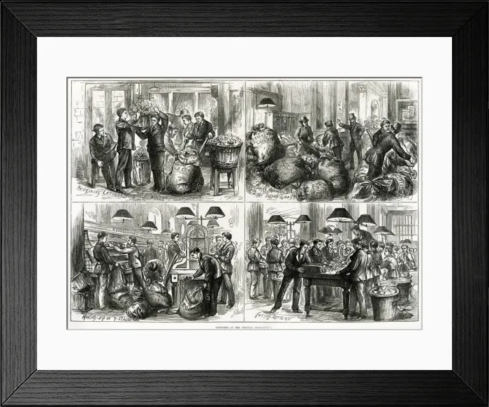 Framed Print : General scenes at the Post-Office 1875 Framed Print : General scenes at the Post-Office 1875