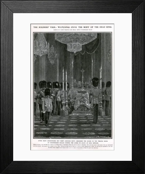 Framed Print : Death of Edward VII - soldiers guard coffin 1910 Framed Print : Death of Edward VII - soldiers guard coffin 1910