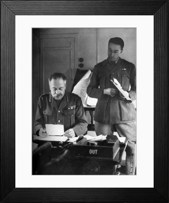 Framed Print : Sir Douglas Haig in private office on advanced GHQ train