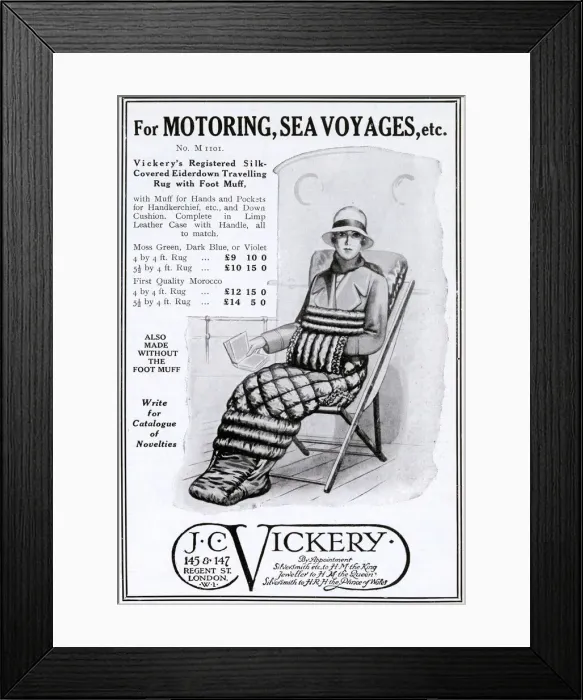 Framed Print : Silk eiderdown travelling rug with foot muff, 1928 Framed Print : Silk eiderdown travelling rug with foot muff, 1928