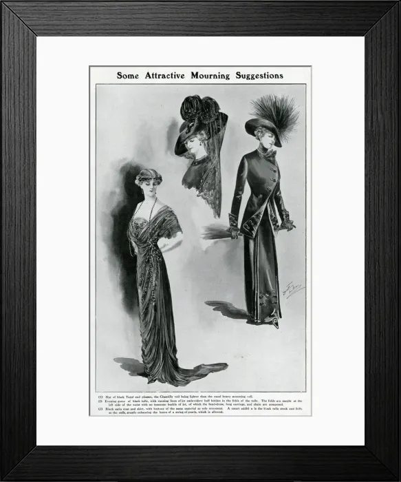 Framed Print : Attractive black mourning clothing 1910 Framed Print : Attractive black mourning clothing 1910