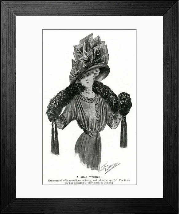 Framed Print : Black mourning boa 1910