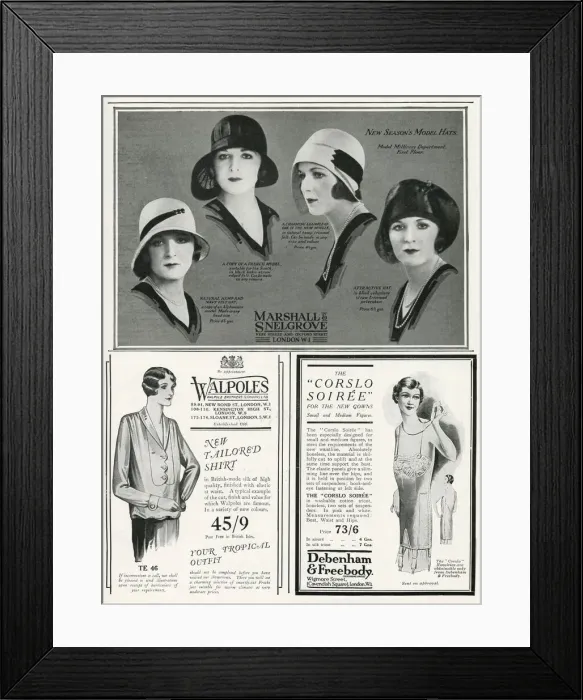 Framed Print : Page of fashion adverts - February 1930 Framed Print : Page of fashion adverts - February 1930