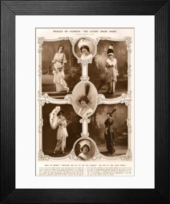 Framed Print : Latest summer fashion from Paris, dress or undress? Decollete and slit up