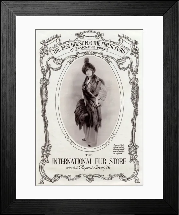 Framed Print : Advert for International Fur Store, stole & muff 1913 Framed Print : Advert for International Fur Store, stole & muff 1913