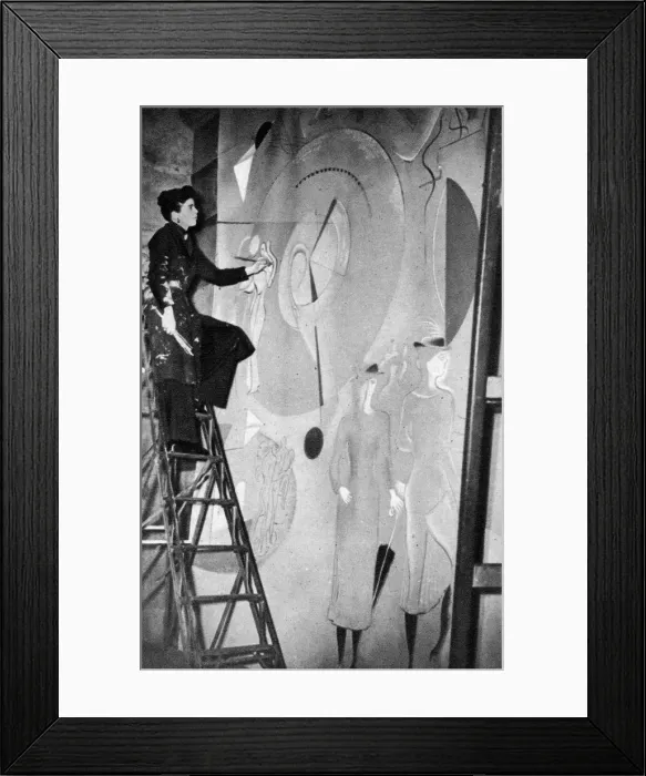 Framed Print : Mary Kessell working on mural 1938