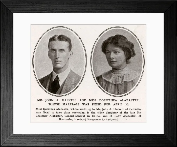 Framed Print : Mr John A. Haskell and Miss Dorothea Alabaster, 1912 Framed Print : Mr John A. Haskell and Miss Dorothea Alabaster, 1912