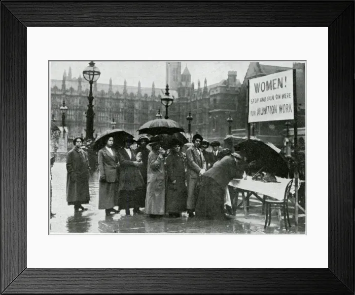 Framed Print : Women signing on for munitions work 1915 Framed Print : Women signing on for munitions work 1915