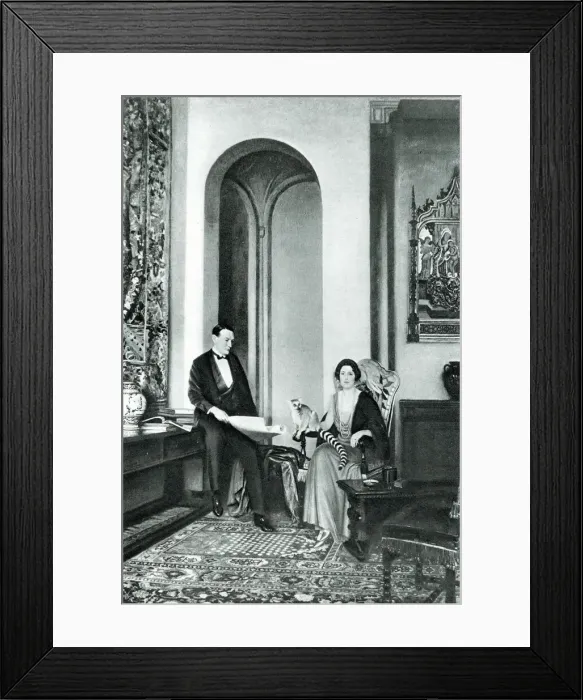 Framed Print : The Stephen Courtaulds and their pet Lemur Framed Print : The Stephen Courtaulds and their pet Lemur