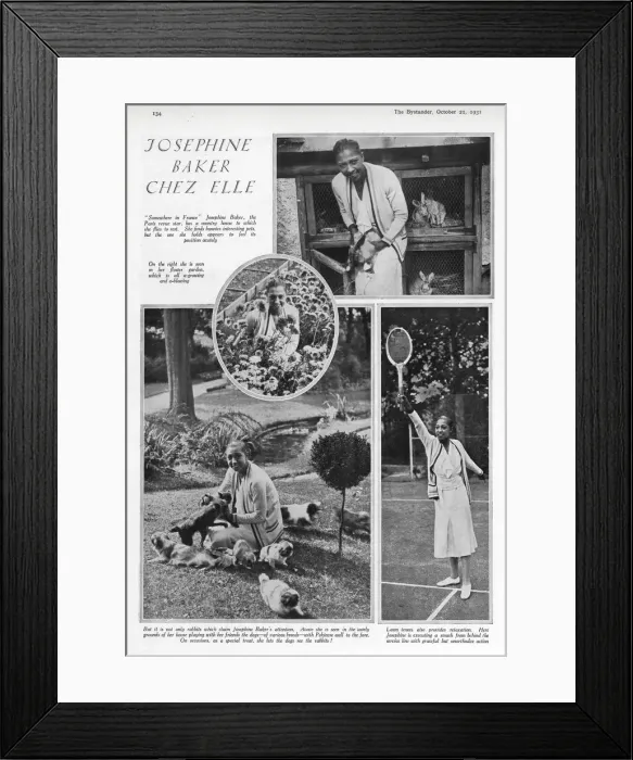 Framed Print : Josephine Baker with pet bunny rabbits and many small dogs Framed Print : Josephine Baker with pet bunny rabbits and many small dogs