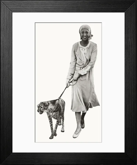 Framed Print : Josephine Baker with her pet cheetah Framed Print : Josephine Baker with her pet cheetah