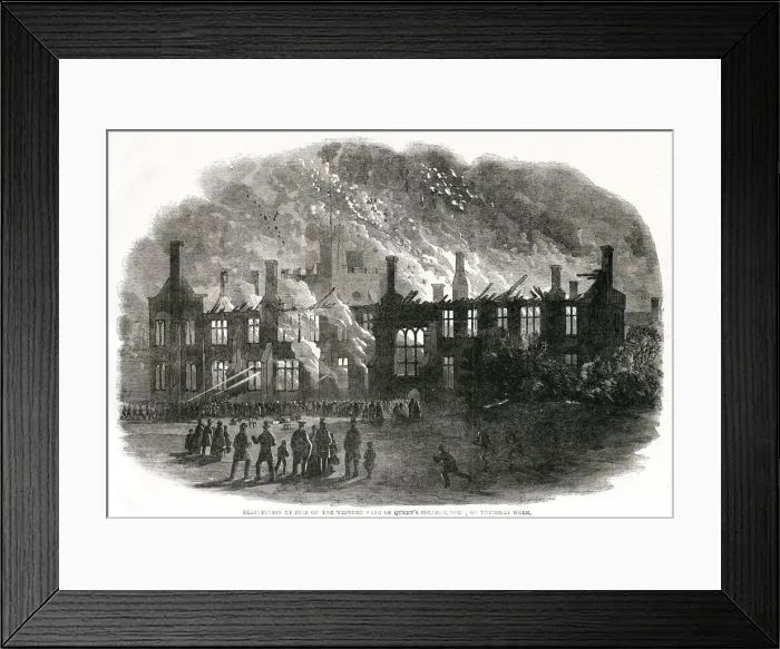 Framed Print : Destruction of Queens College, Cork, Ireland 1862 Framed Print : Destruction of Queens College, Cork, Ireland 1862
