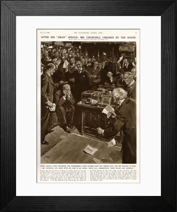 Framed Print : Churchill cheered for Oran speech, 1940