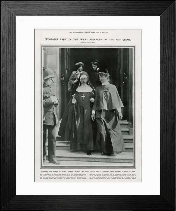 Framed Print : Wearers of the Red Cross leaving the War Office